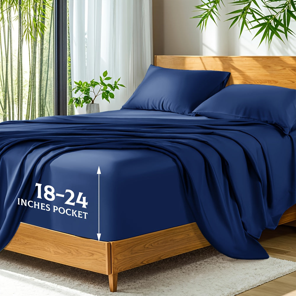 Ultra Soft Bed Sheets Set, Breathable for Spring & Summer, Deep Pocket 18-24in, Shrink-Resistant Cooling Bedding for Hot Sleepers, Queen/King/Double/Single/King Single Sizes, Ideal Gift for Halloween, Christmas, New Year & Holiday Season