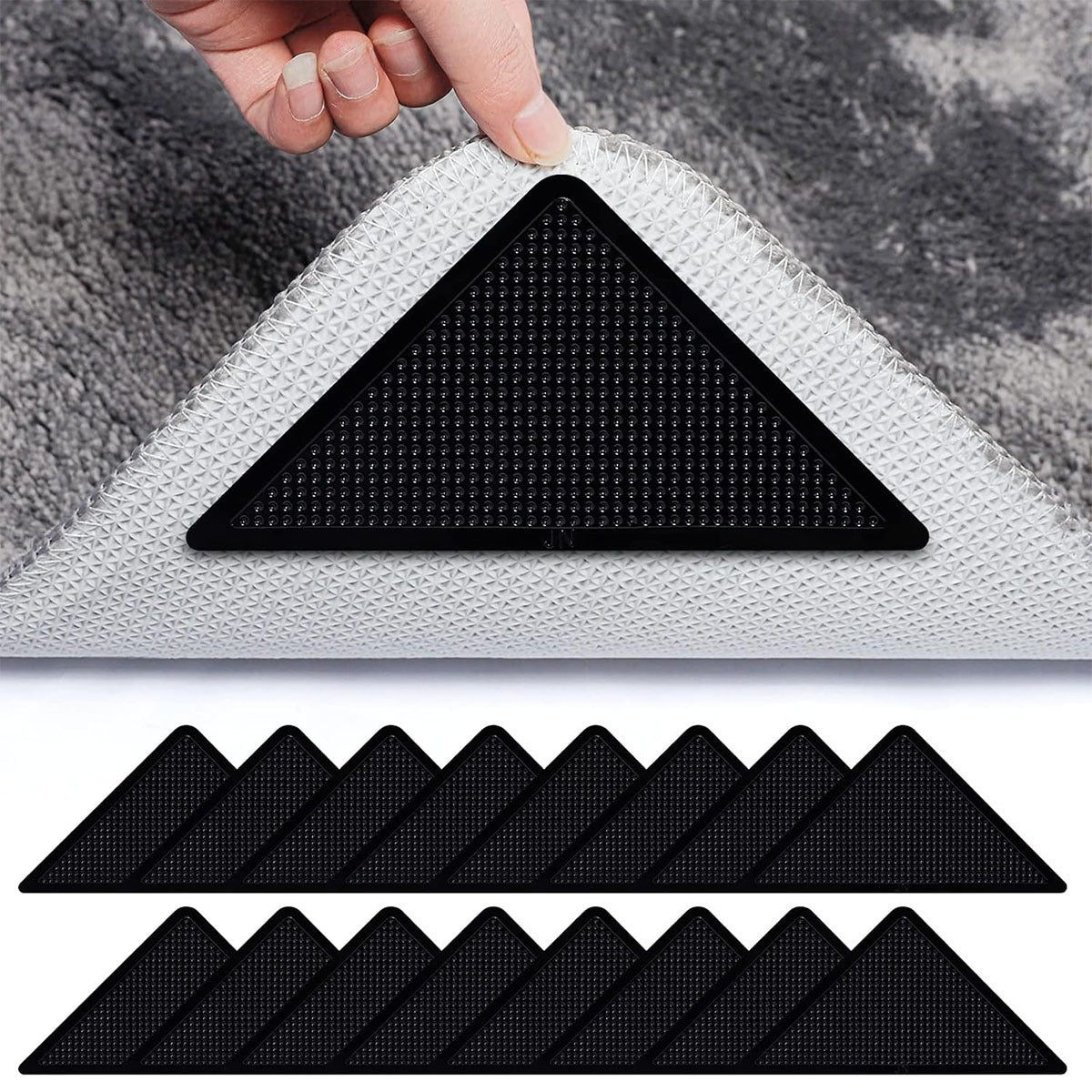 20 Pcs Carpet Tape, Non Slip Rug Tape for Hardwood Floors and Tiles, Reusable and Washable Rug Pad Gripper for Area Rugs, Dual Sided Adhesive Rug Stopper Keep Corners Flat