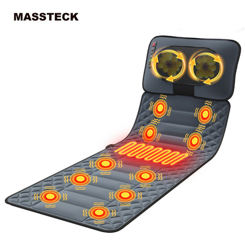 MASSTECK Complete Body Massage Mat Featuring Shiatsu Neck Massager, 3D Lumbar Support &, Back Heating, 10 Vibration Motors, Comprehensive Massager for Neck, Back, Waist, Hips, And Legs, Aids in Body, Ideal Massager Gift for Parents, Women, And Men
