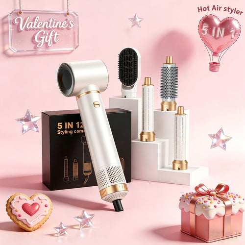 UKLISS 5 in 1 Hair Styler Hot Air Brush Detachable Hair Hot Brush Air Curler Air Curling Wrap Styler Upgrade Hot Air Brush Curling Iron Brush Hair Styling Tools for Curling Straightening, Hair Straightening Tool, Valentine'S Day Gift, New Year Gifts