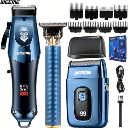 3pcs/2pcs/1pc Holiday Gift Box Hair Clippers for Men Professional, T-Blade Barber Clippers And Trimmer Set, Cordless Hair Clipper Kit with Foil Shaver And Nose Trimmer, Luxury Gift Set for Him