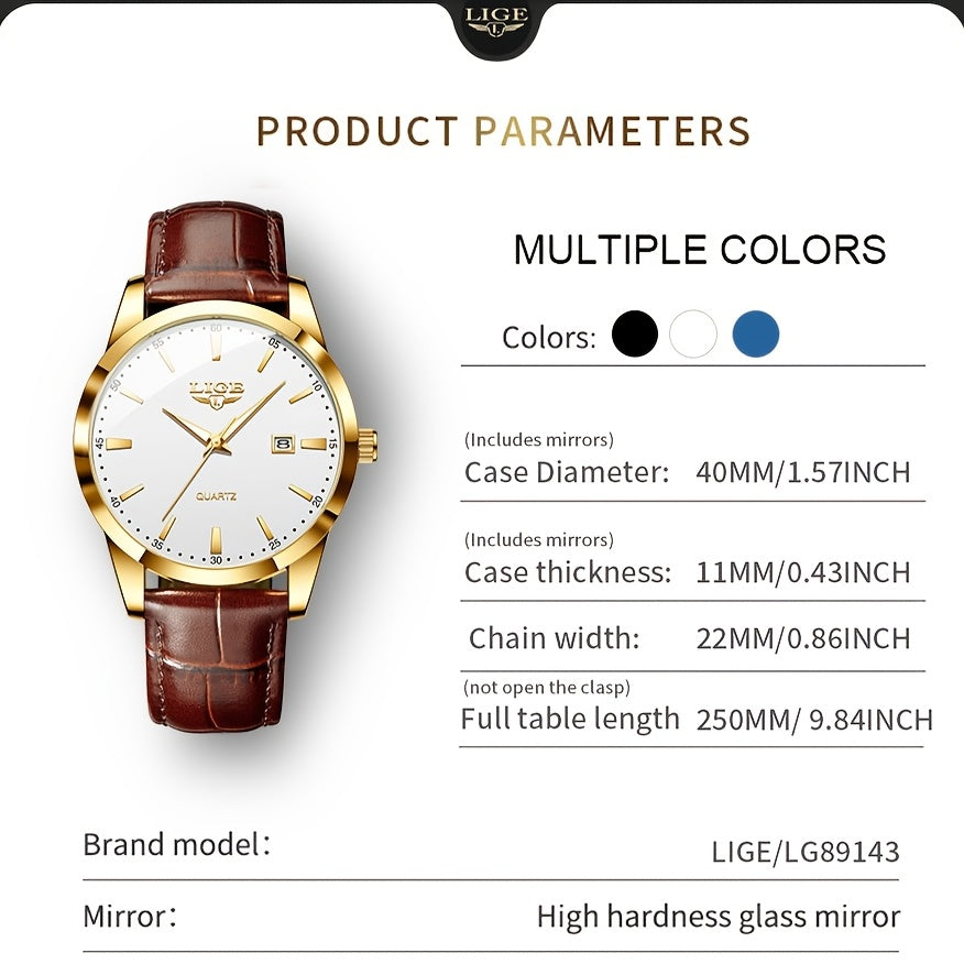 LIGE Fashion'S Latest Quartz Timepiece Features Multiple Functions, a Luminous Display, a Single Calendar, And a Straightforward Band Design, Making It an Ideal Business Watch for Men