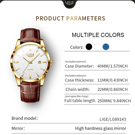 LIGE Fashion'S Latest Quartz Timepiece Features Multiple Functions, a Luminous Display, a Single Calendar, And a Straightforward Band Design, Making It an Ideal Business Watch for Men