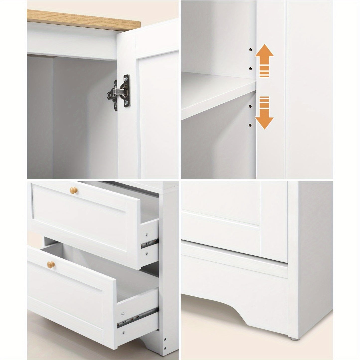 Storage Cabinet for The Kitchen with Buffet Sideboard, Wardrobe, Shelves, And Drawers