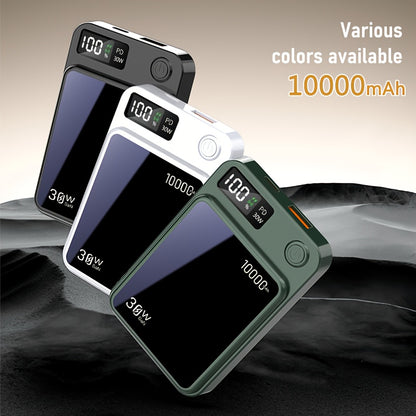 Magnetic Wireless Charging Power Bank, 10000mAh Battery 30W PD Fast Charging Power Bank, 15W Fast Wireless Charging, 2 Outputs And Dual Input External Battery Pack Compatible With Apple 17/16/15/14/13/12/11Pro Max Air And Other Android