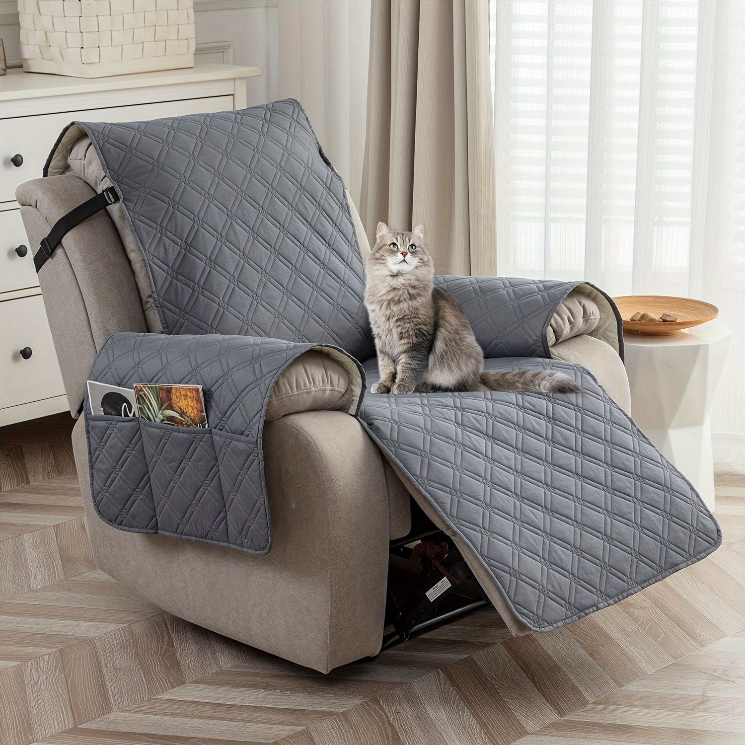 1/2/3seats 100% High Quality Recliner Chair Cover, Non Slip Recliner Covers for Recliner Chair with Pocket, Washable/Winter Insulation/Furniture Protector for Pets, Easy to Install & Easy Care for Dining Room.
