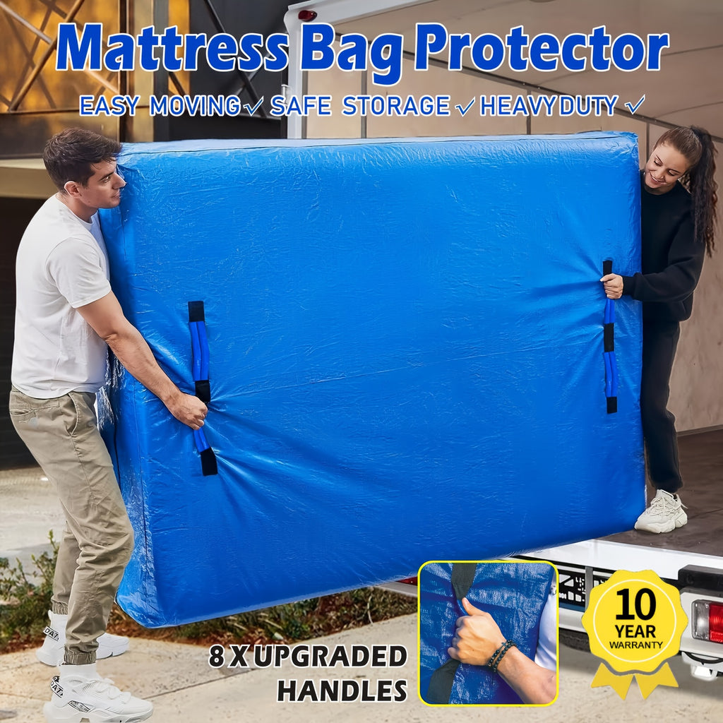 Heavy Duty Waterproof Mattress Protector Bag - with 8 Handle Zipper Storage Bag, Reusable, Dust-Proof And Moisture-Proof Suitable for Single/Double/Large Double/Queen/King/Super King Sizes in AU