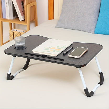 Foldable Laptop Table, Portable Lap Desk Bed Table Tray, Laptop Stand with Cup Holder And Tablet Slot And Lifting Handle for Working Writing Drawing And Eating
