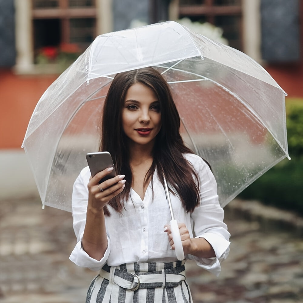 6/12PCS Dome Umbrella Wedding Rain Transparent Clear Handle Waterproof Women's Men's Signature Lightweight Rainproof and Windproof Clear Bubble Umbrella, Canopy, for Weddings Party