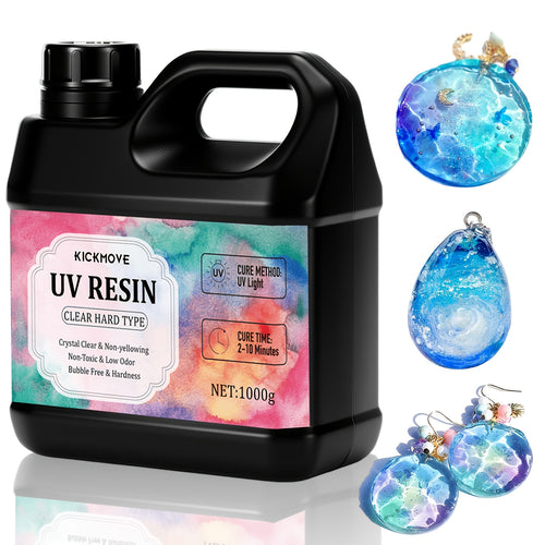 1000G Resin - Enhanced Resin Set, Rigid Crystal Clear Ultraviolet Curing Epoxy Resin for Crafting Jewelry
