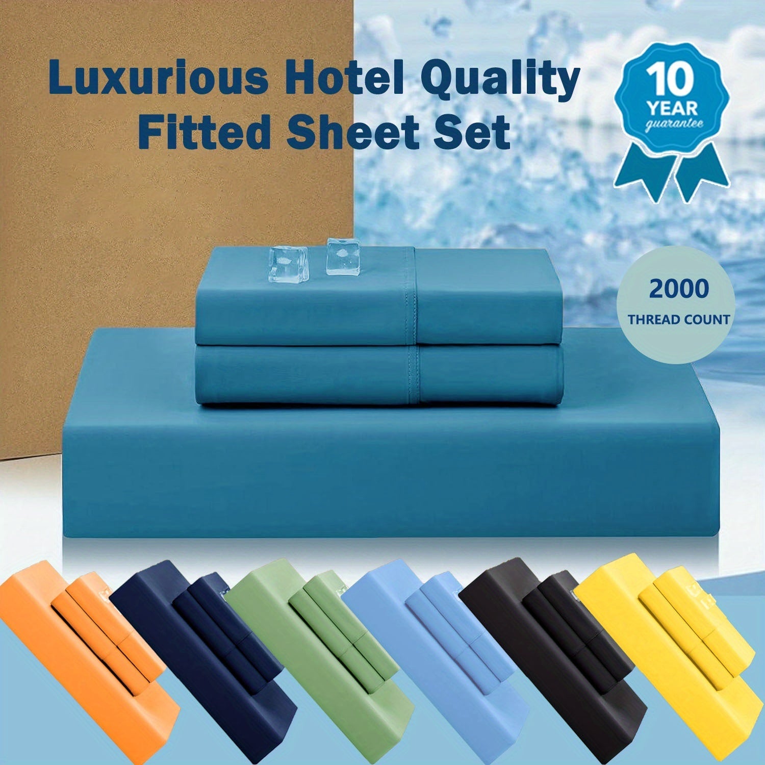 [Hotel Quality Fitted Sheet Set]2026 New Ultra Soft Breathable Cooling Perfect Fit, King/Queen/Double/King/Single Bed Fitted Sheet Set 2000TC For All Seasons Comfort, Deep Pocket 14" (36cm) For Hotel, Home, Dorm - Luxurious Comfort- GREAT GIFTS