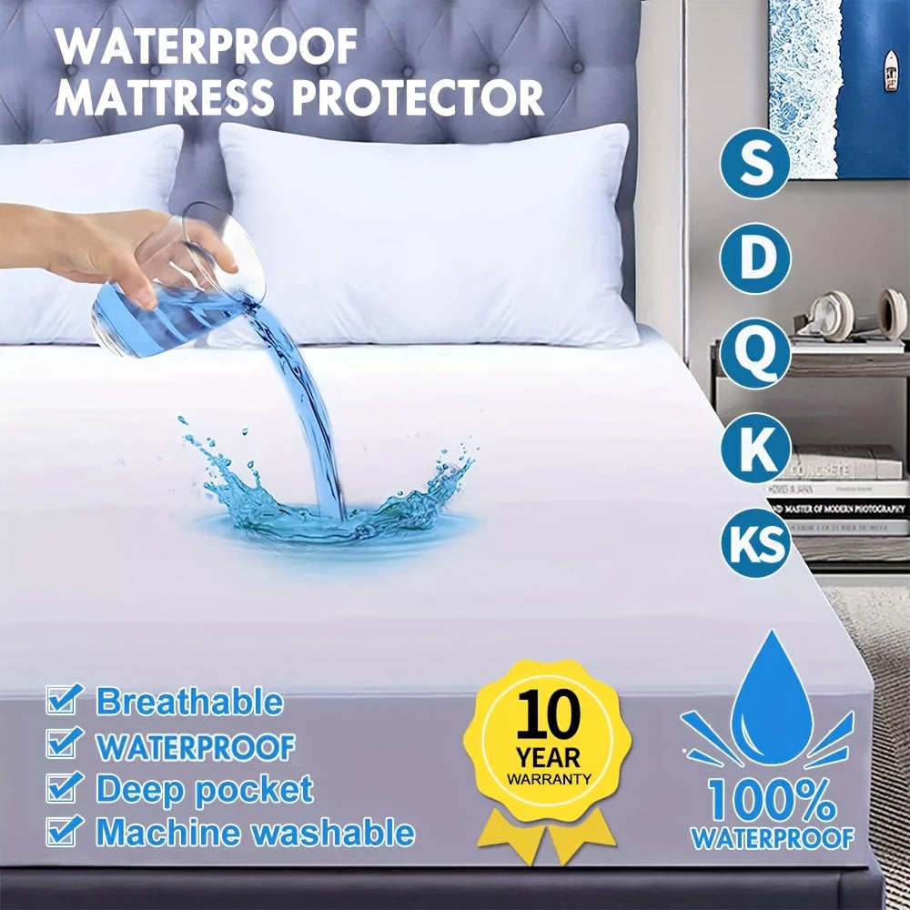 100% Waterproof Cotton Mattress Protector Terry Fitted Fully Cotton Bed Soft Cover Easy Care & Machine Washable, Perfect for Hotel & Home Bedrooms, White
