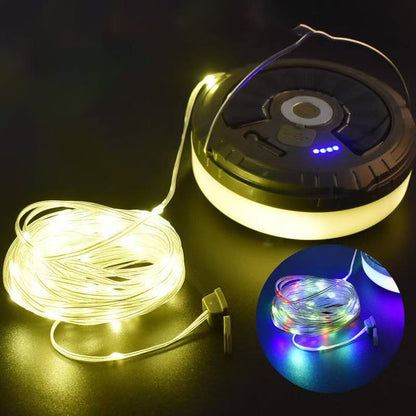 2-in-1 RGB Camping Lights Portable 32.8ft 10M LED String Lights With 5 Lighting Modes Rechargeable Lithium Battery Ideal For Tents Camping Lighting Vibrant Lighting Durable Plastic