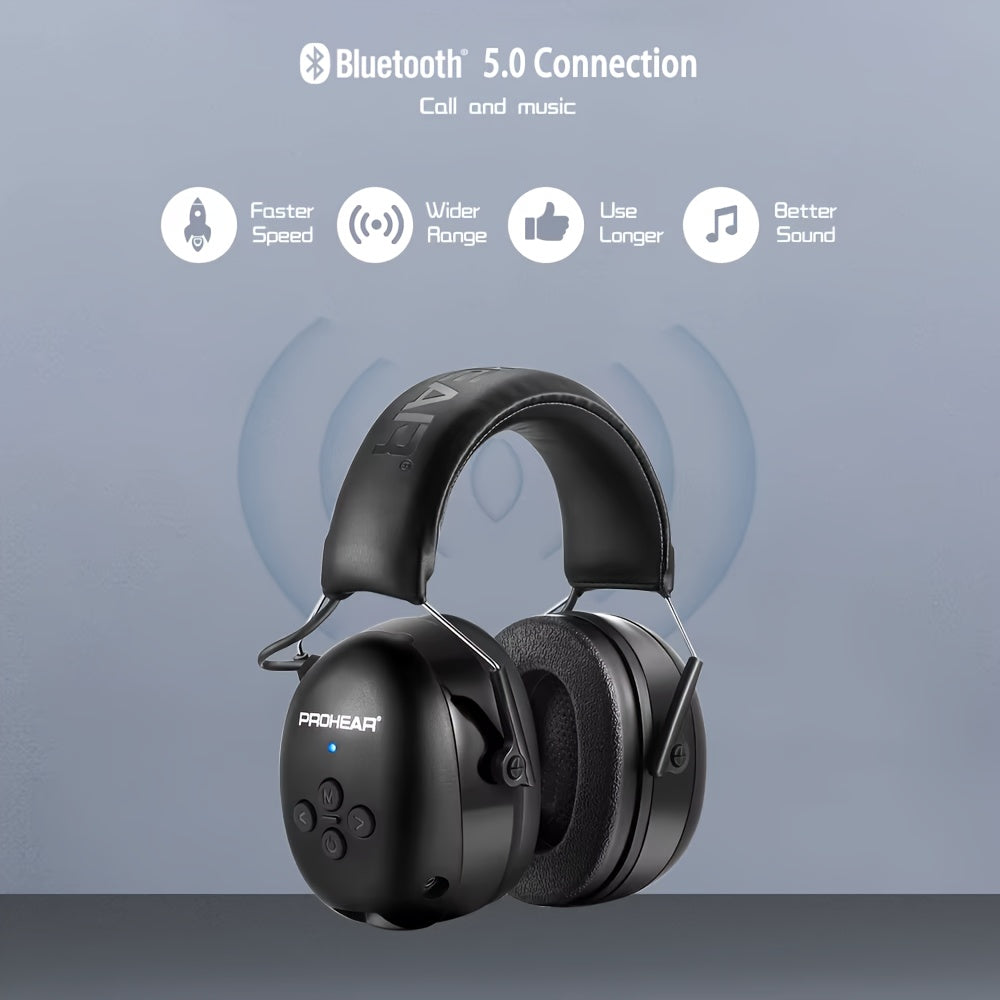PROHEAR Wireless Electronic Noise-Canceling Headphones, Wireless 5.0 Ear Muffs for Outdoor Sports, Music, And Charging, Ideal for Studying, Mowing, And Safe Hearing Protection, Foldable Design, Perfect Holiday Gift