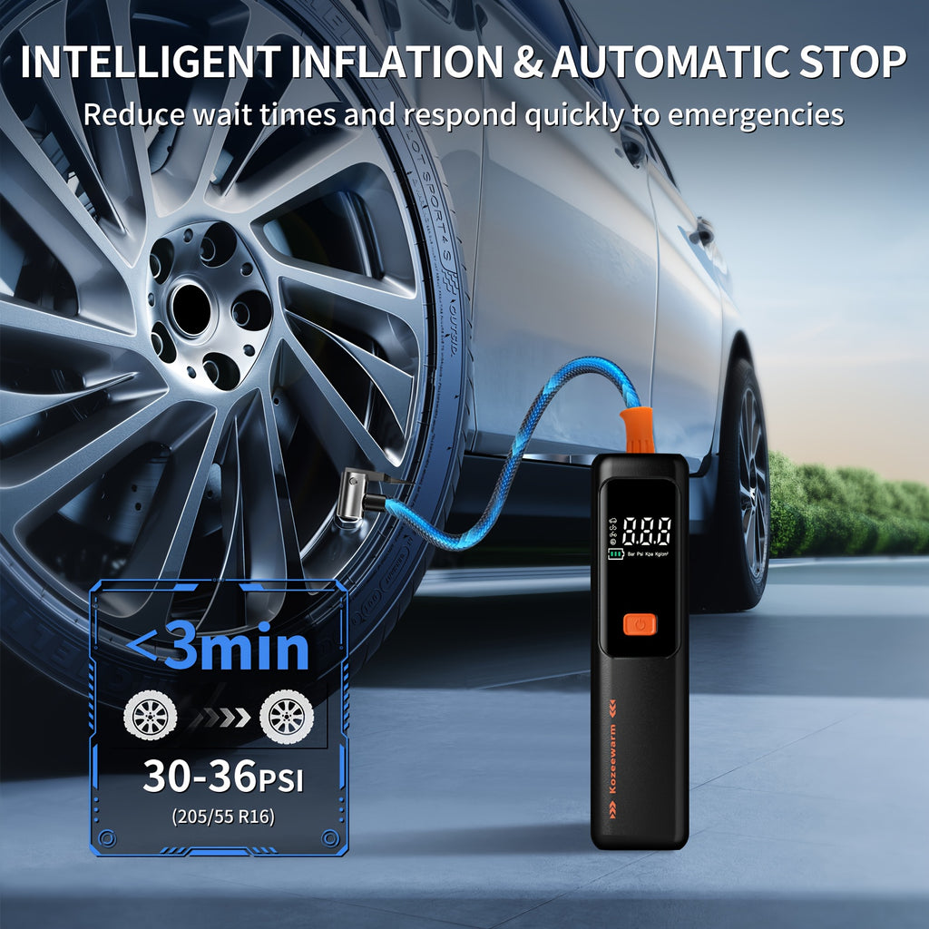 Portable Air Compressor for Inflating Car Tires, Suitable for Bicycles, Motorcycles, And Various Balls, Includes a Tire Pressure Gauge And Is a Useful Car Accessory