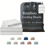 Bamboo Blend Bed Sheet Set – 4-Piece Cooling Deep-Pocket Bedding – alternate design view
