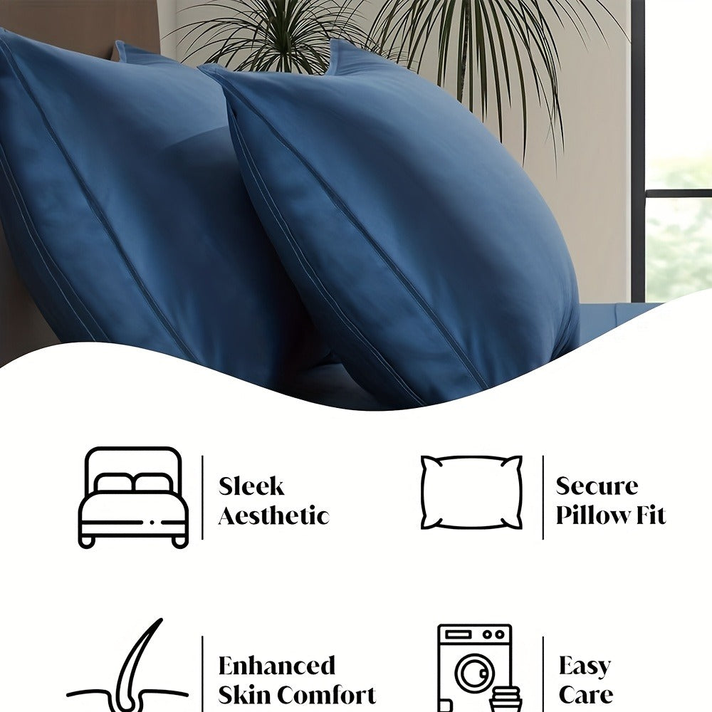 Bamboo Blend Bed Sheet Set – 4-Piece Cooling Deep-Pocket Bedding – product detail angle