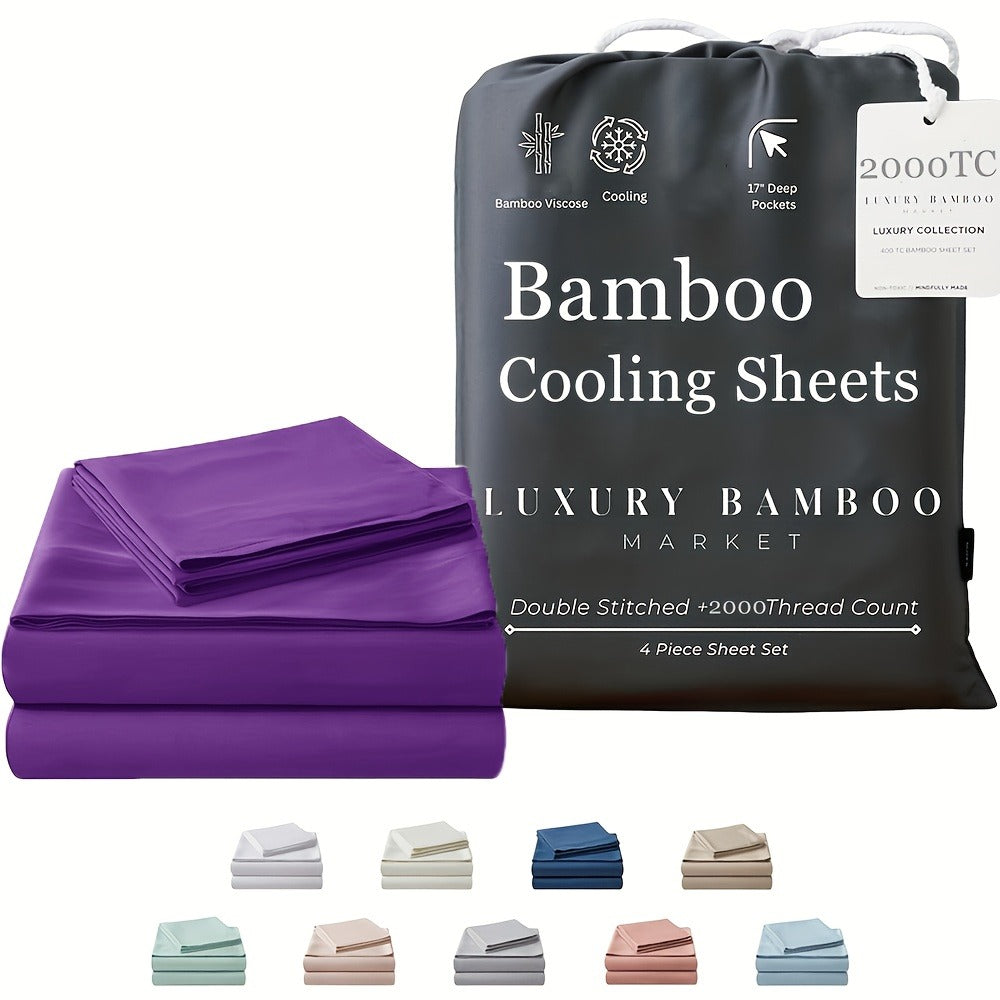 Bamboo Blend Bed Sheet Set – 4-Piece Cooling Deep-Pocket Bedding – additional product view 10