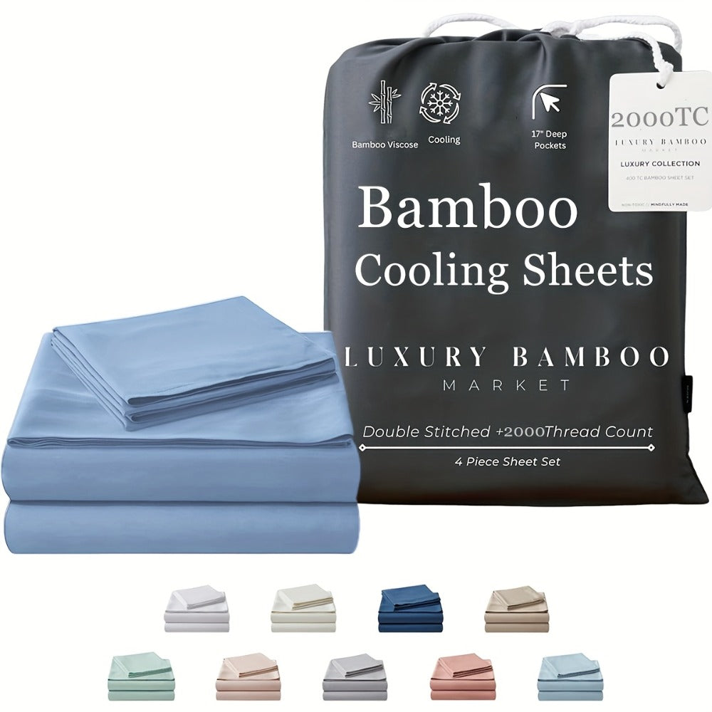 Bamboo Blend Bed Sheet Set – 4-Piece Cooling Deep-Pocket Bedding – additional product view 11