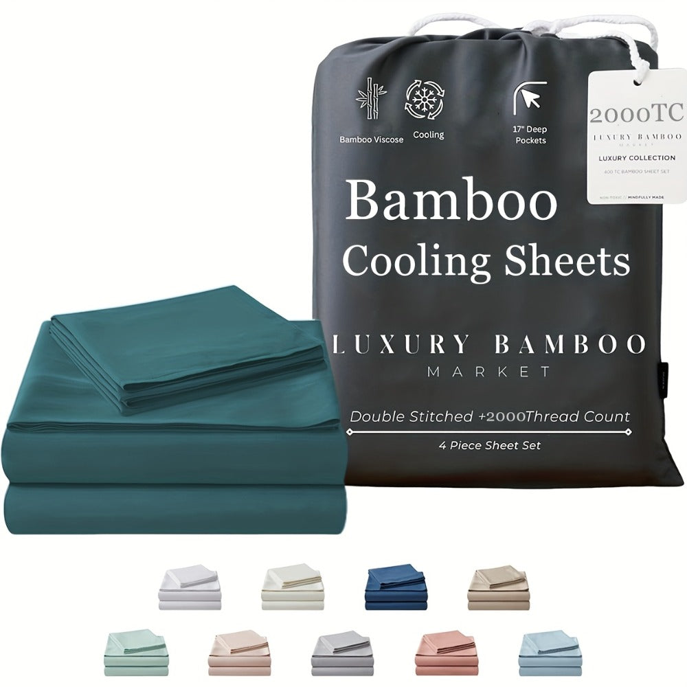 Bamboo Blend Bed Sheet Set – 4-Piece Cooling Deep-Pocket Bedding – additional product view 12