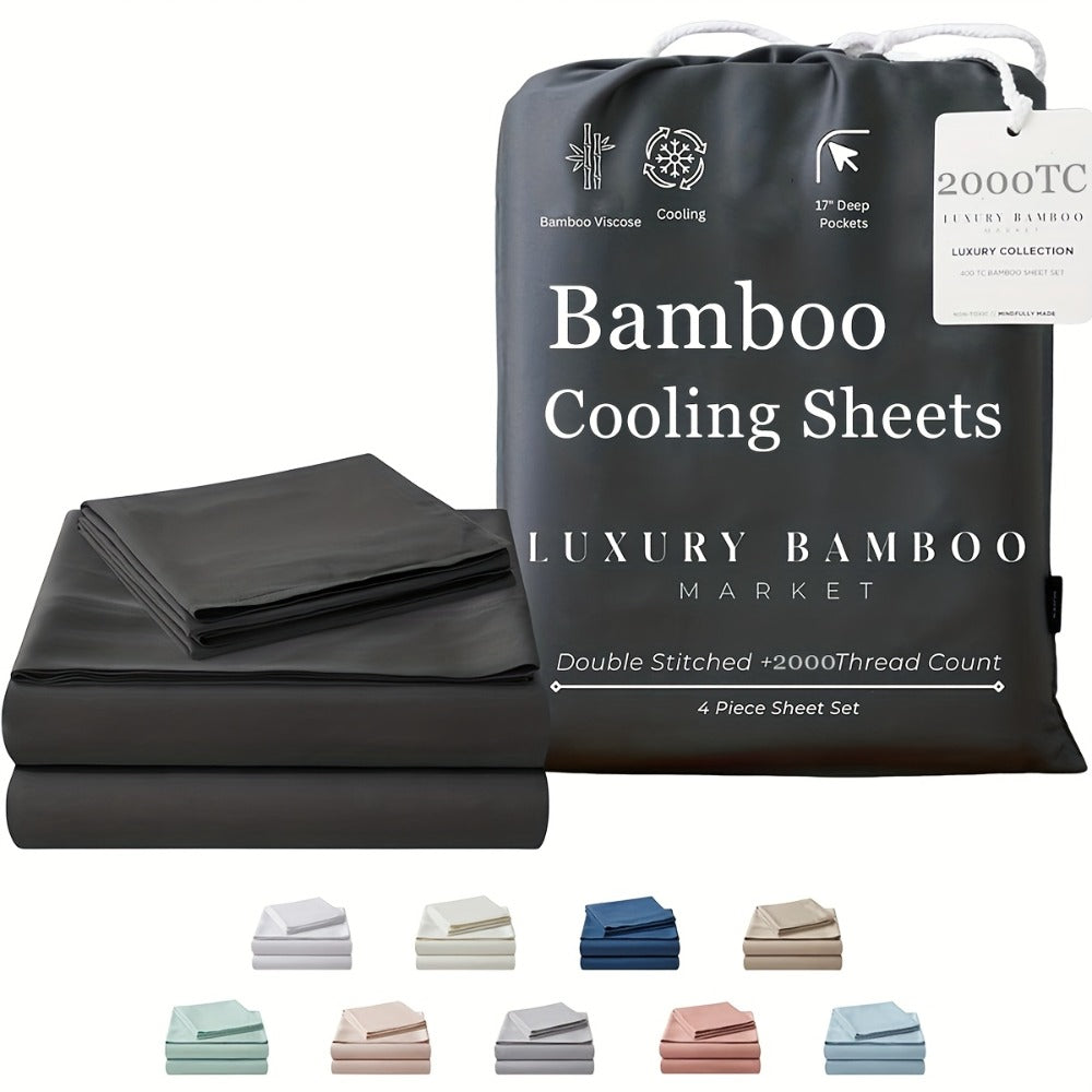 Bamboo Blend Bed Sheet Set – 4-Piece Cooling Deep-Pocket Bedding – additional product view 13