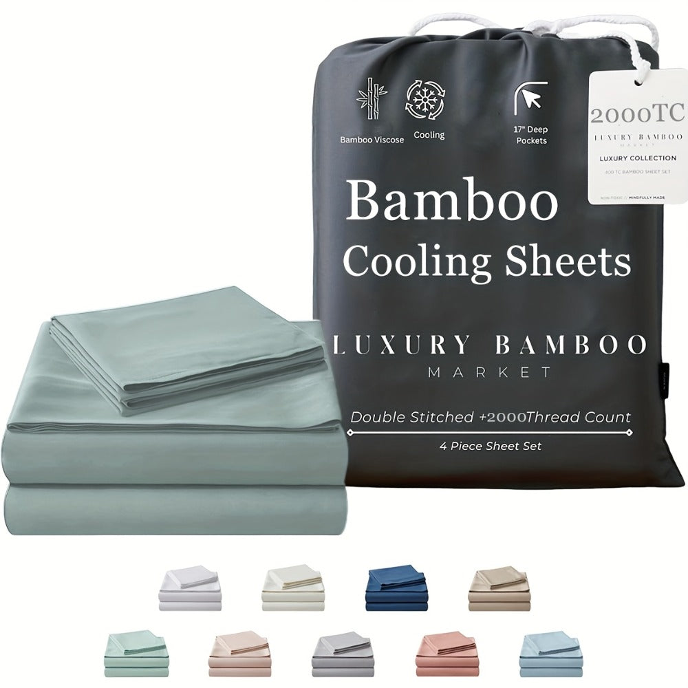Bamboo Blend Bed Sheet Set – 4-Piece Cooling Deep-Pocket Bedding – additional product view 14