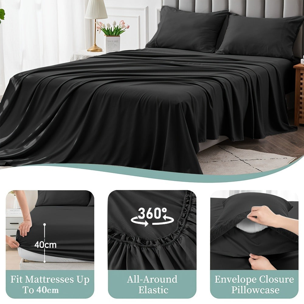Bamboo Blend Bed Sheet Set – 4-Piece Deep-Pocket Bedding – additional product view 16