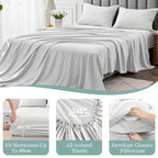 Bamboo Blend Bed Sheet Set – 4-Piece Deep-Pocket Bedding – close-up product details