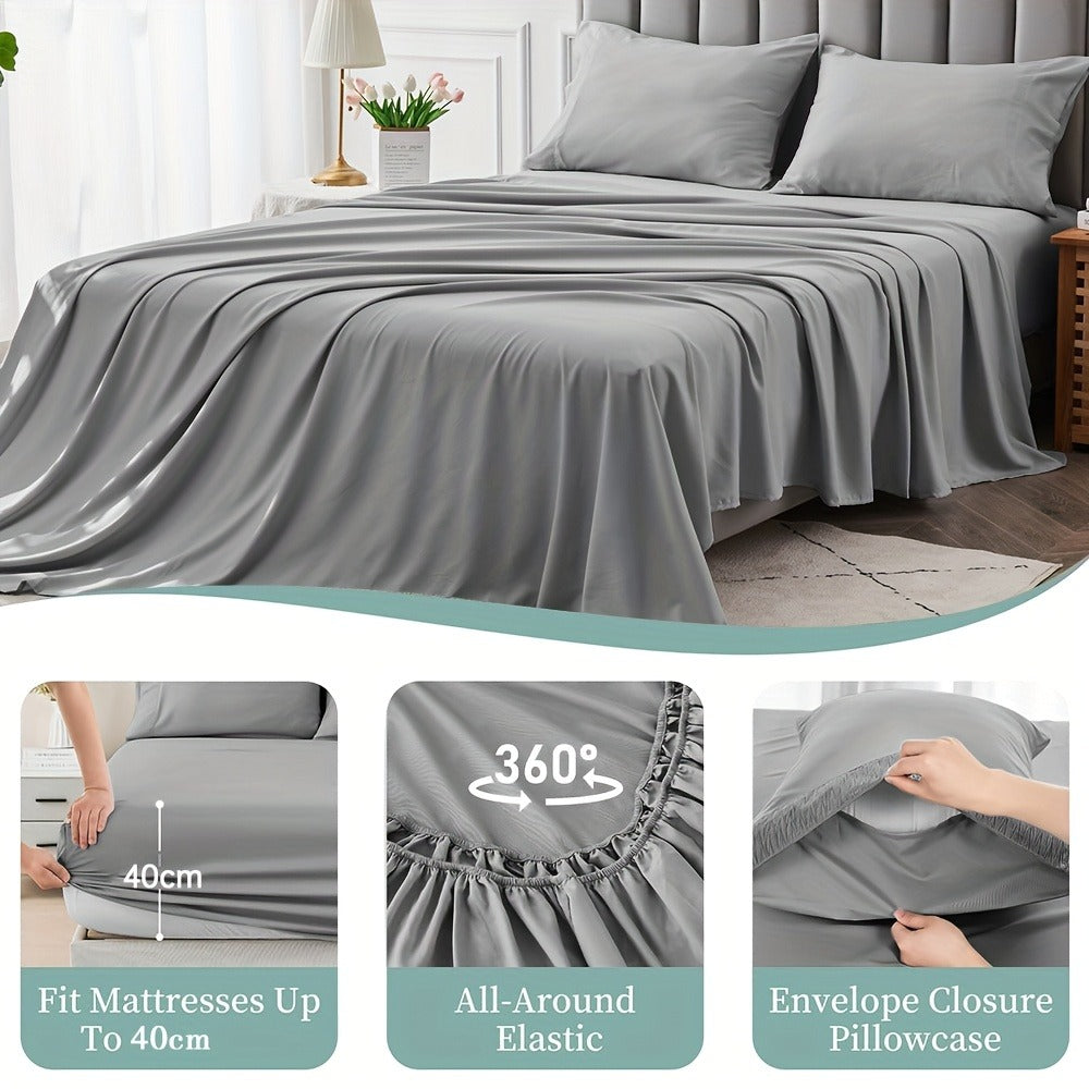 Bamboo Blend Bed Sheet Set – 4-Piece Deep-Pocket Bedding – feature reference