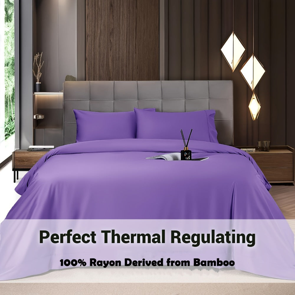 Bamboo Cooling Bed Sheet Set - 2000TC 4-Piece Deep-Pocket Bedding – alternate product view