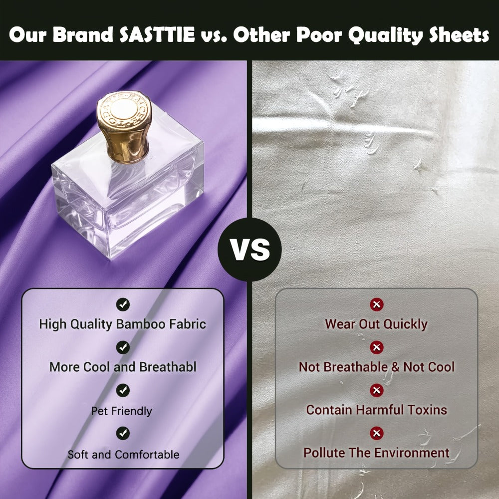 Bamboo Cooling Bed Sheet Set - 2000TC 4-Piece Deep-Pocket Bedding – product detail angle