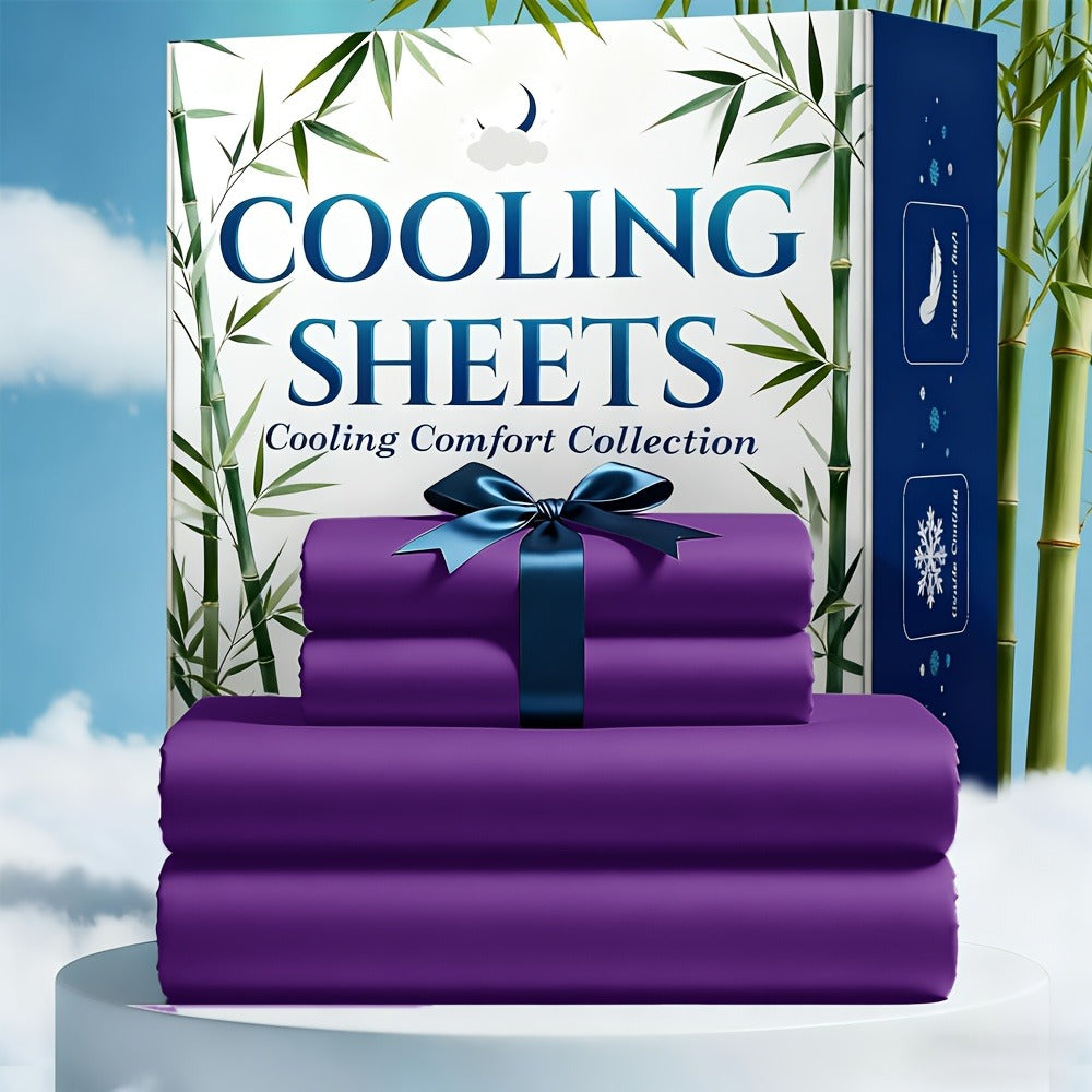 Bamboo Cooling Bed Sheet Set - 2200TC 4-Piece Deep-Pocket Bedding – product detail angle
