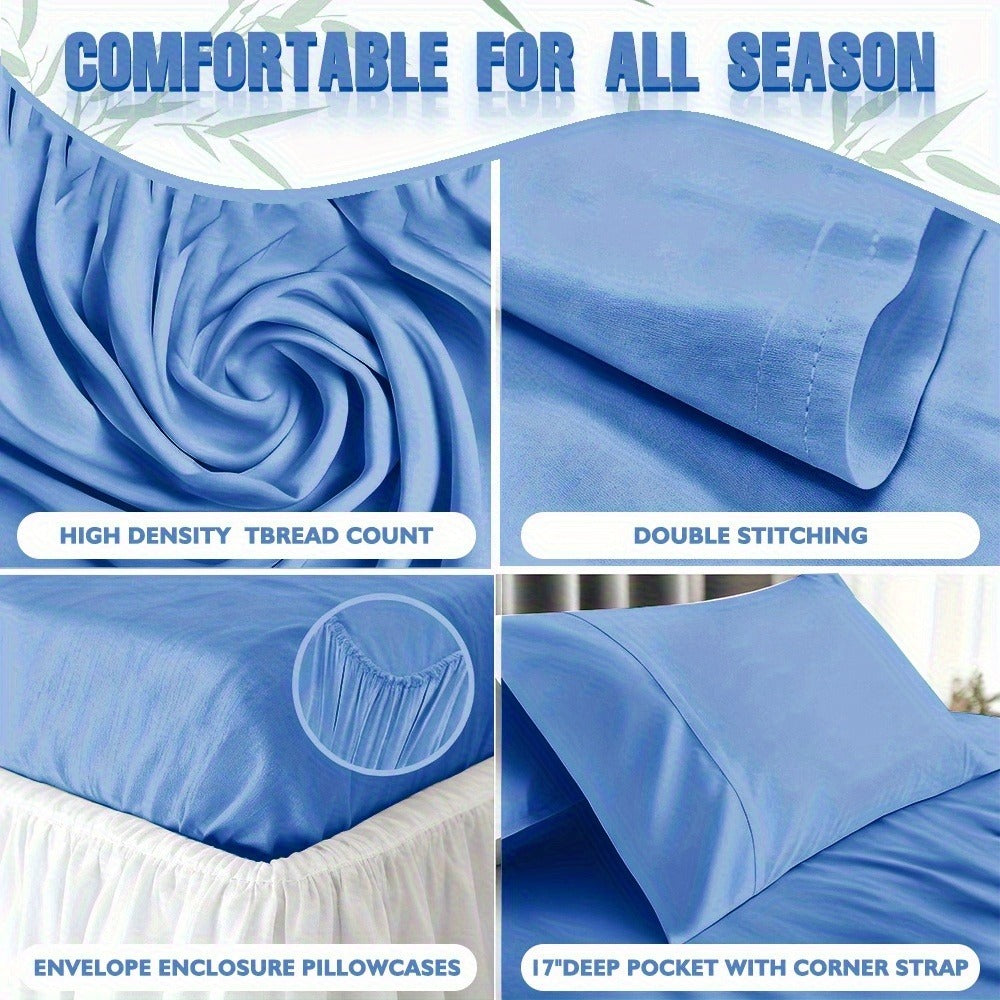 Bamboo Cooling Bed Sheet Set - 2200TC 4-Piece Deep-Pocket Bedding – design and construction details
