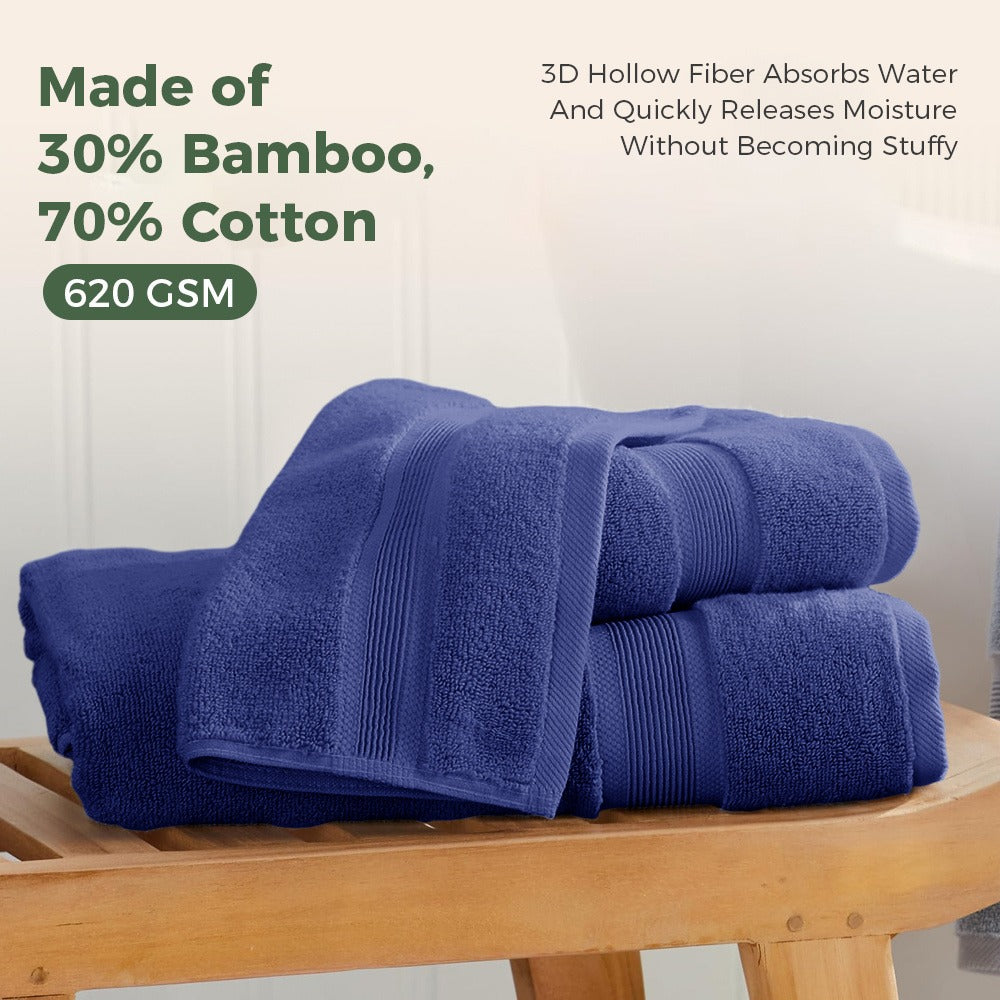 Bamboo Cotton Bath Towel Set - for Bathroom with Practical Design – alternate product view