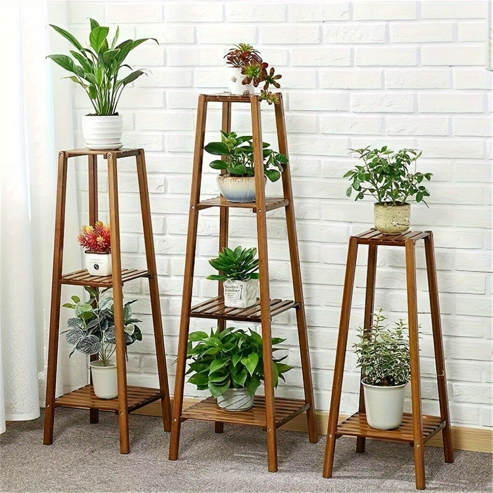 Bamboo Plant Stand – Patio Balcony Display & Outdoor Garden Use – alternate design view