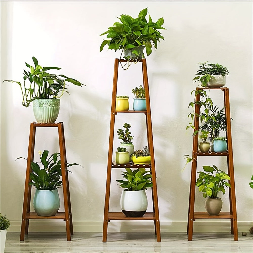 Bamboo Plant Stand – Patio Balcony Display & Outdoor Garden Use – alternate product view