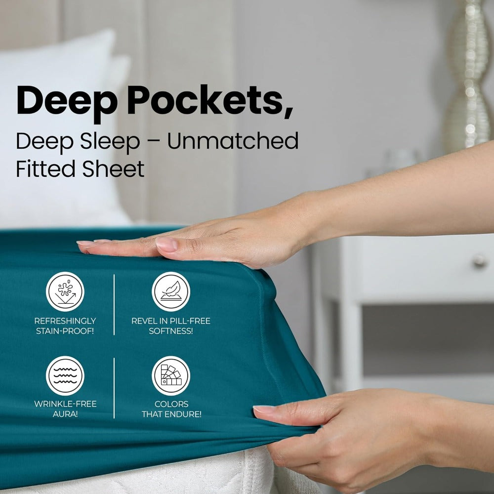 Bamboo Viscose Fitted Sheet – 2200TC 53.34cm Deep Pocket – alternate product view