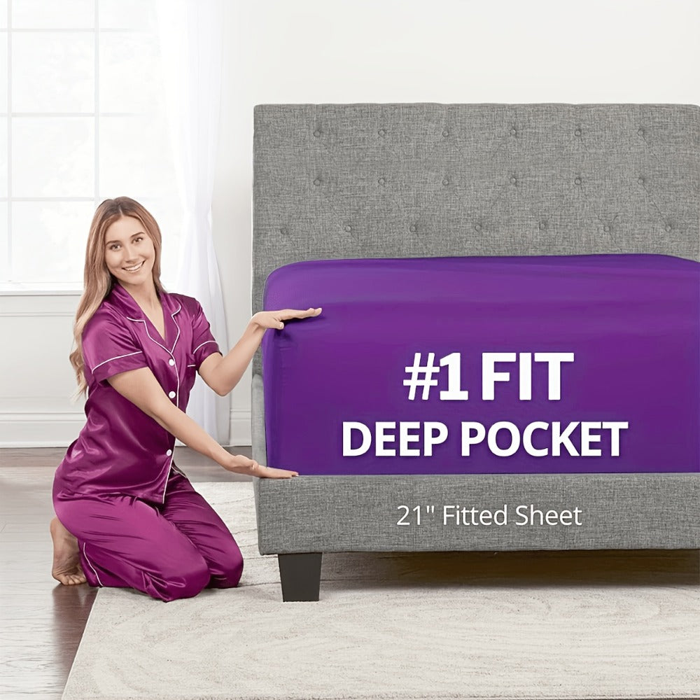 Bamboo Viscose Fitted Sheet – 2200TC 53.34cm Deep Pocket – close-up product details