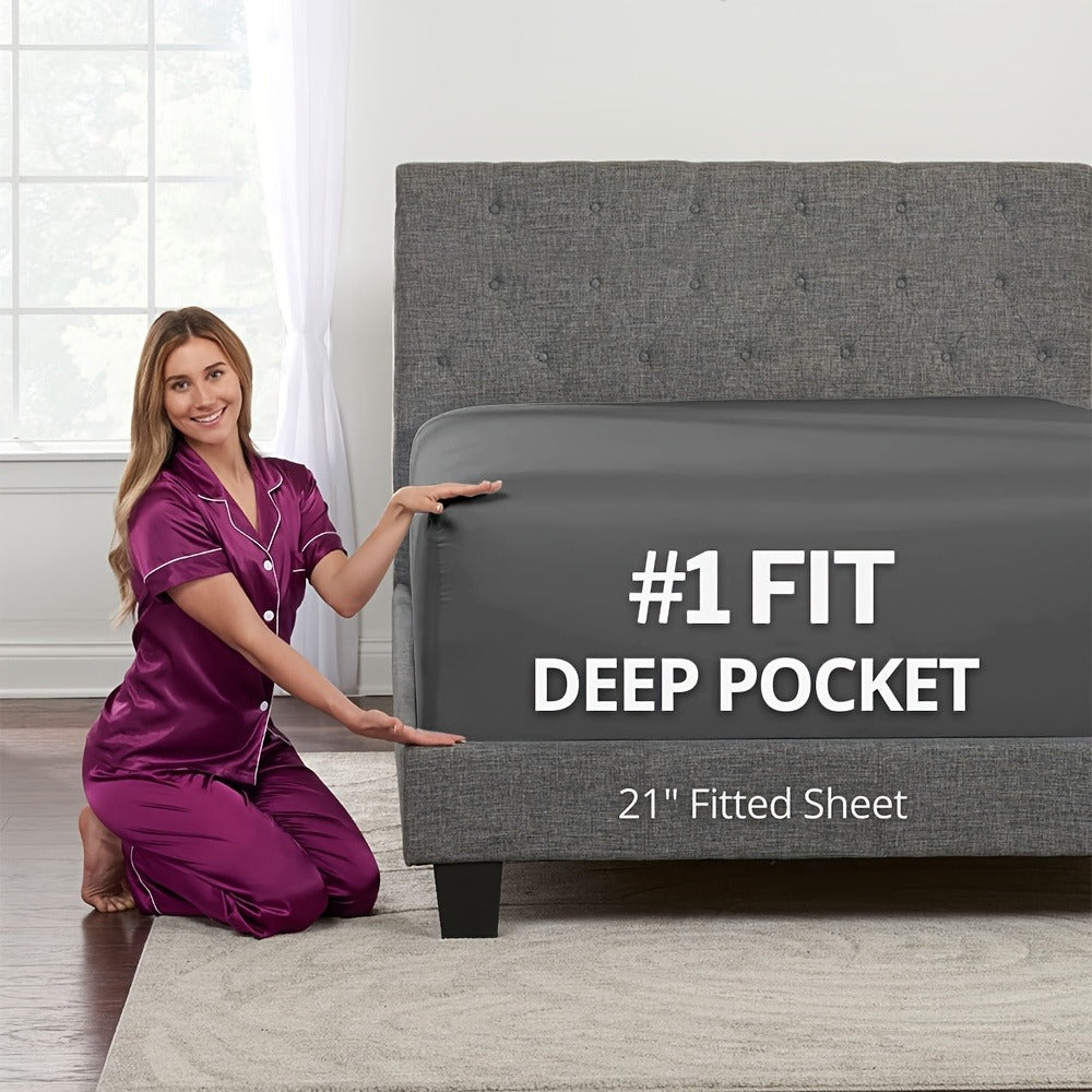 Bamboo Viscose Fitted Sheet – 2200TC 53.34cm Deep Pocket – feature reference