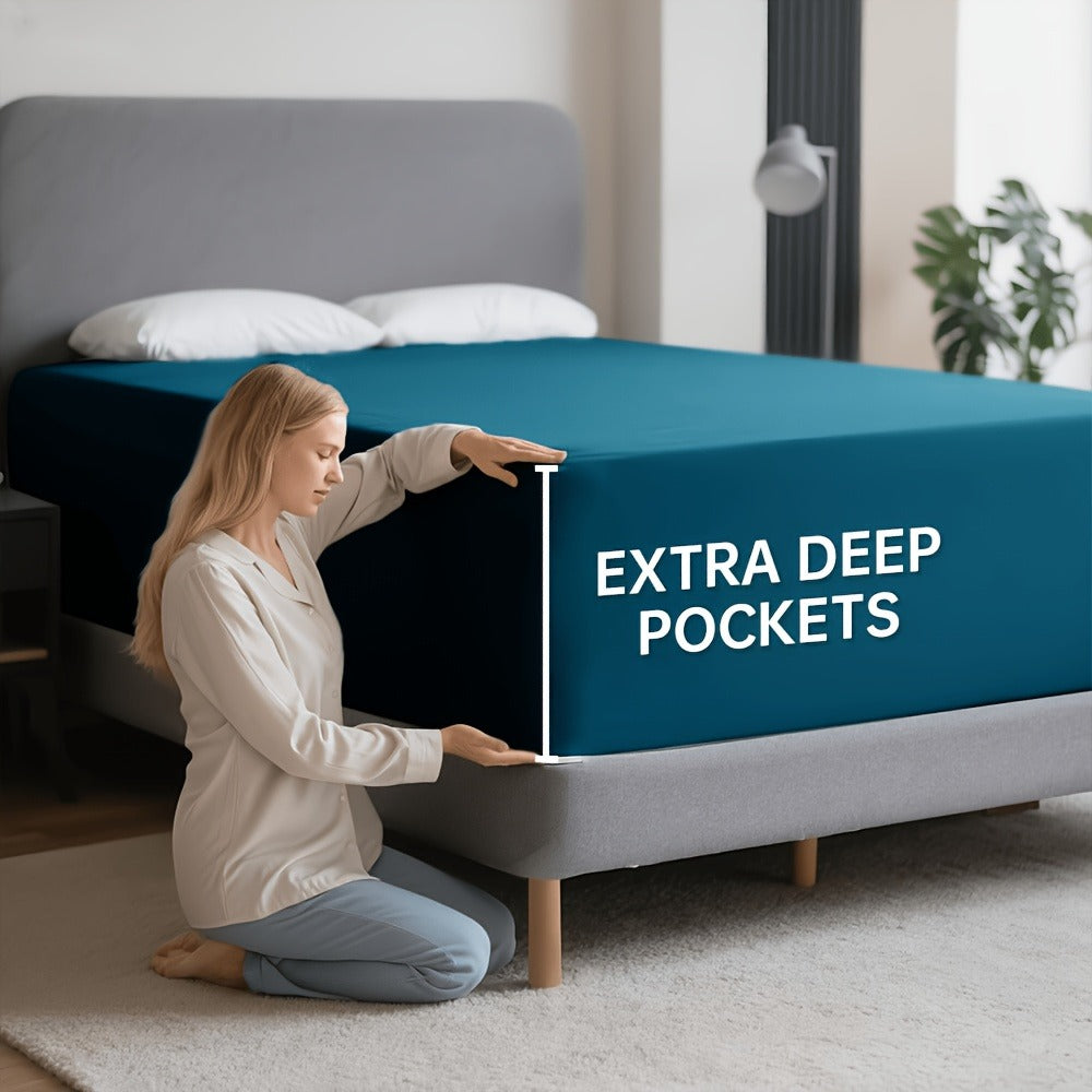 Bamboo Viscose Fitted Sheet – 2200TC 53.34cm Deep Pocket – main product view