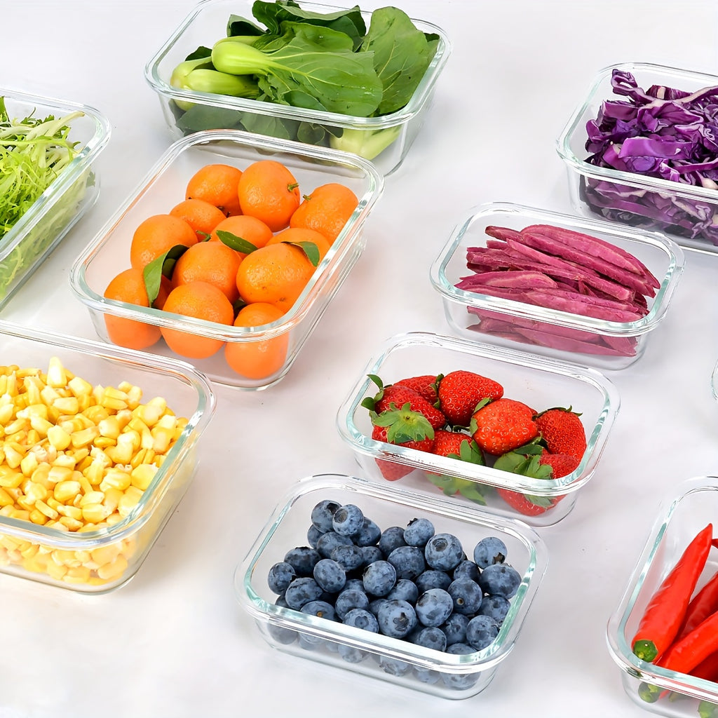 12pack Glass Food Storage Containers, Airtight Glass Meal Prep Containers with Lids, BPA Free & Leak Proof Lunch Box Safe for Microwave, Freezer, Dishwasher Kitchen Storage