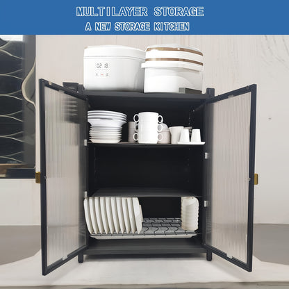 Kitchen Storage Cabinet, Multifunctional Storage Cabinet with Complete Accessories, Carbon Steel Rust Proof Surface, Sturdy Structure, Durable Material, Essential for Home Chefs, Suitable for Storing Kitchen Bottles, Utensils, Bowls, And Plates