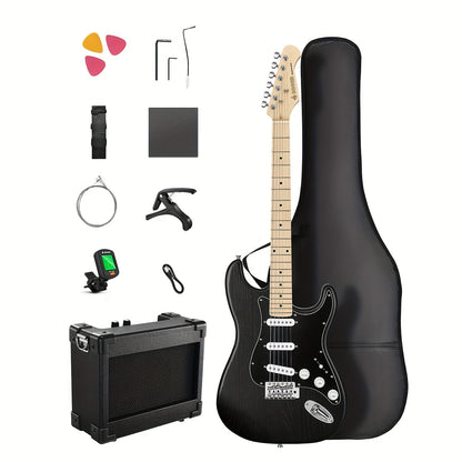 Donner 99.06 cm Full Size Electric Guitar Kit Solid Body, for Beginner, with Amplifier, Bag, Capo, Strap, String, Tuner, Picks DST-80