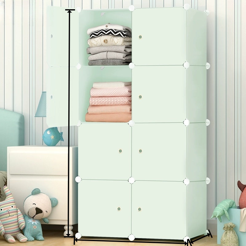 8-Cube Stackable Modular Storage Organizer Shelf With – Easy Assembly Durable Frame in Blue/Pink/Green – Multi-Functional Shelf for Books, Clothes, Toys & Sundries – Perfect for Home, Dorm, Rental Living