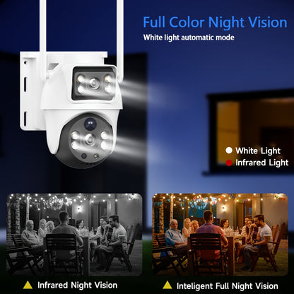 8MP Dual Lens Solar Security Camera Wireless Outdoor, 360° PTZ View Battery Outdoor Cameras for Home Security, Color Night Vision with Spotlight, 2-Way Audio, PIR Human Motion Alarm, SD Card/Cloud, IP65
