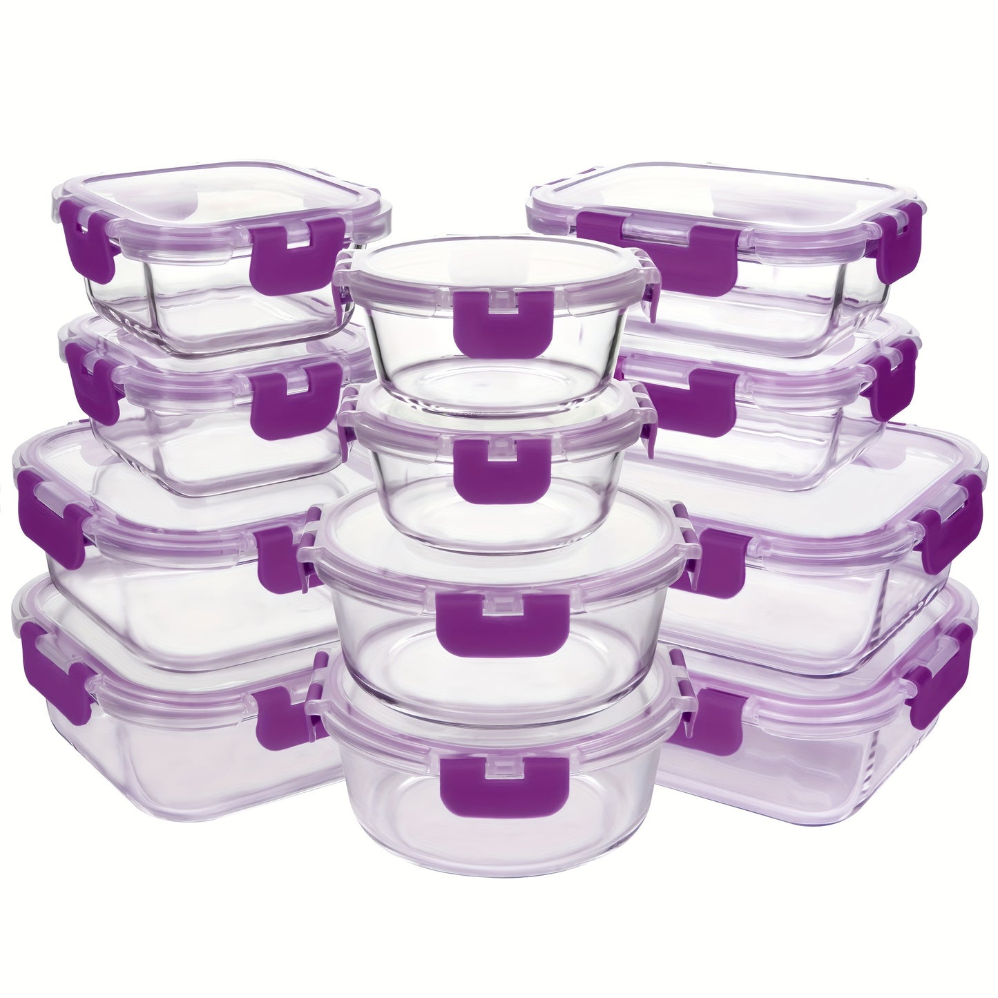 12pcs UMIZILI Airtight Glass Food Storage Containers with Snap Lids - Dishwasher Safe, Microwave Ready, Perfect for Meal Prep and Organizing, Rectangular Shape, Airtight Storage | Sleek Storage Containers | Microwave Ready Containers, Glass Food Storage