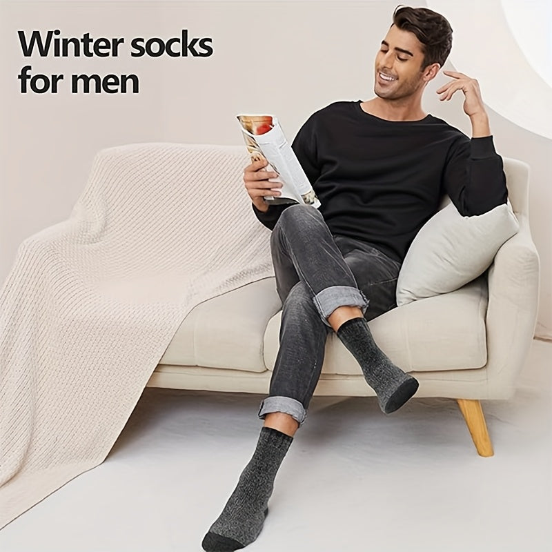5 Pairs of Men'S Merino Wool Socks, Warm Wool Hiking Socks Extra Thick Winter Crew Socks for Valentine'S Day Gifts, Gifts (US Sizes 7-13)