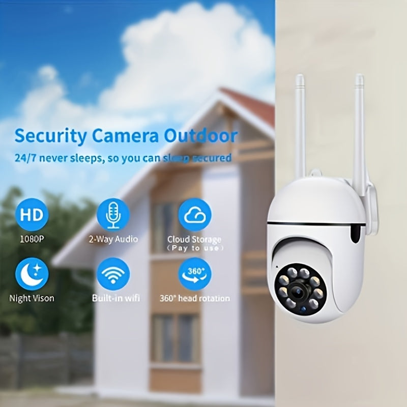 1-4pcs Wireless Wifi Pet Security Camera, Outdoor Weather-Proof Water-Proof Camera, 1080P HD, Color Night Vision, 2-Way Audio, Ease Life APP, 360 Pan/Tilt/Zoom, Motion Tracking & Detection for Home Security, Spotlight & Siren