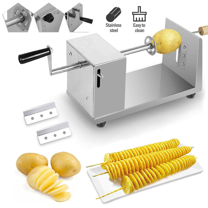 Stainless Steel Manual Potato Twister Tornado Versatile Cutter Slicer Vegetable Spiral Machine Easy to Use