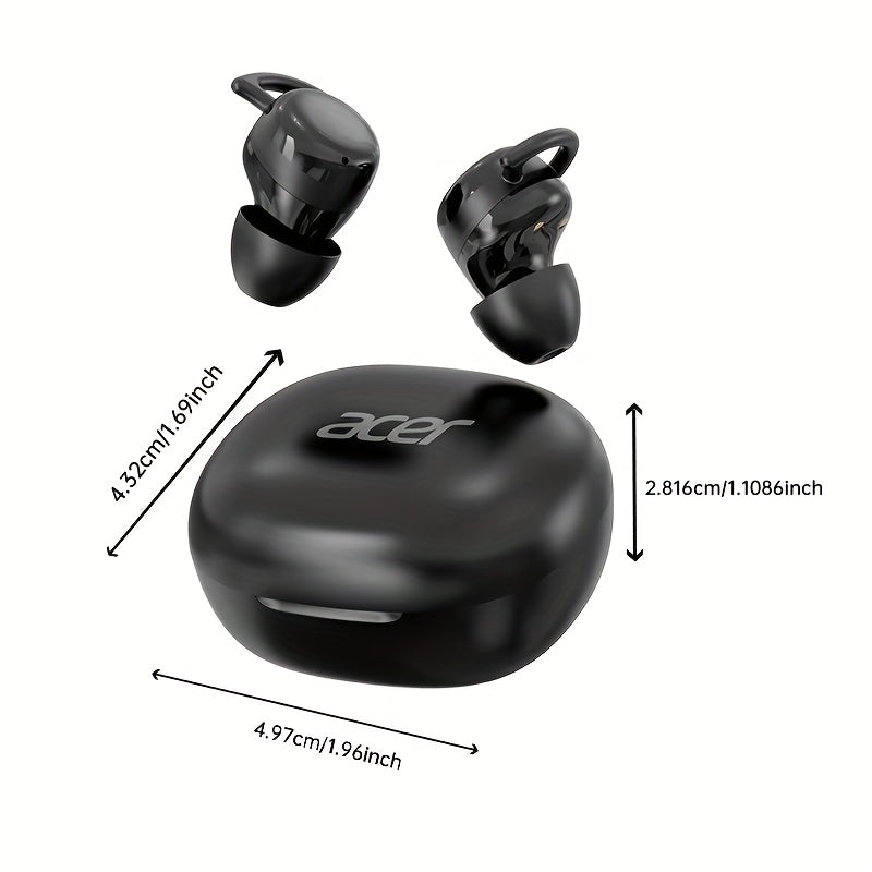Acer OHR557 Wireless Audio Earphones, Invisible Earbuds, Noise Cancelling Headphones for Running, Exercising, Gaming Sports, Travel Essentials, Touch Control, HIFI Sound Quality Music Headset for Commute & Fitness Sport, Halloween/Christmas Gifts for